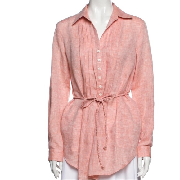 Lafayette 148 New York Tops - Lafayette 148 Linen Button-Up Top